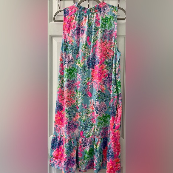 Lilly Pulitzer Malone Dress Celestial Blue Cay to My Heart Pink XL Cotton EUC - Picture 3 of 9